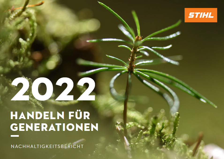 Couverture du rapport sur le développement durable STIHL 2022